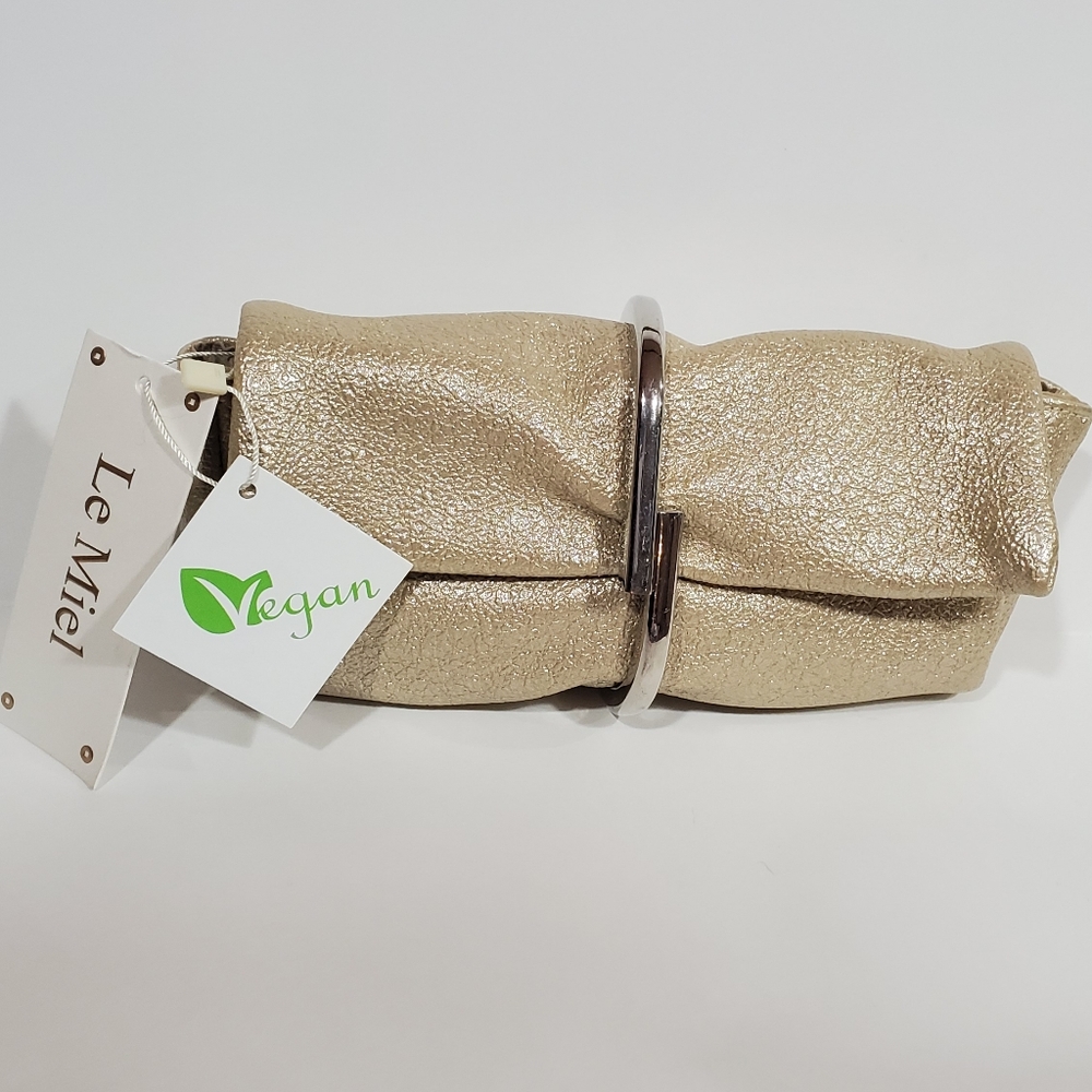 Le Miel Gold Tone Soft Crossbody/Cocktail Purse